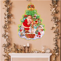 Плакат "Новогодние" Дед Мороз, елка, 50 х 37 см