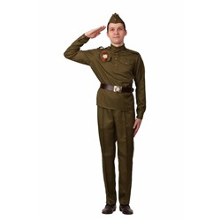 Карнавальный костюм «Солдат», гимнастёрка, брюки, ремень, пилотка, р. 42