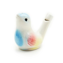 Свистулька керамическая на воде  Птичка с голубой грудкой