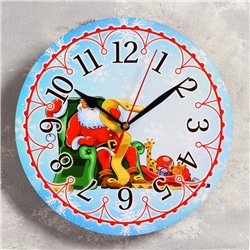 Часы настенные, серия: Новый год, "Дед мороз", d=24 см, плавный ход