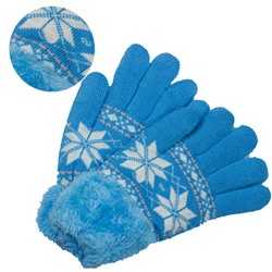 Голубые вязаные перчатки