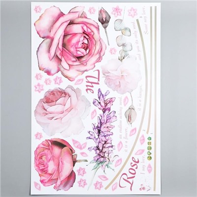 Наклейка пластик интерьерная "Розовые розы" 60х90 см