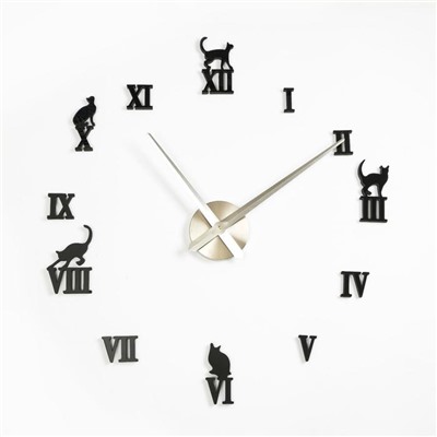 Часы-наклейка DIY "Кошечки", плавный ход, 120 х 120 см