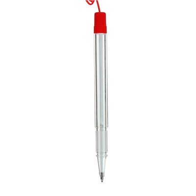 Ручка шариковая 0,5мм на подставке Стоп с липучкой и шнуром стержень синий, корпус КРАСНЫЙ (штрихкод