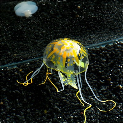 Декор для аквариума "Медуза" силиконовая, с неоновым эффектом, 5 х 5 х 15 см, оранжевая