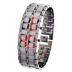 Led Watch - часы наручные "Самурай" серебристые с красными диодами