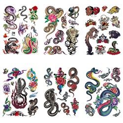 TTK003-209 Временные татуировки набор 6 листов 12х17,5см Змеи