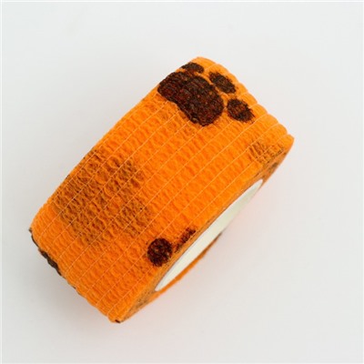 Бинт самофиксирующийся разрывной "Лапки", 2,5 см х 4,5 м, оранжевый