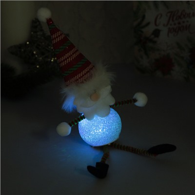 Мягкая световая игрушка "Дед Мороз в колпаке - длинные ручки и ножки" 25х5 см, бело-красный