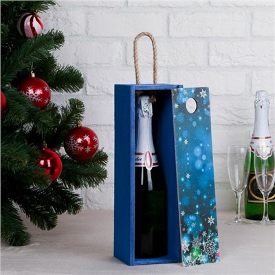 Переноска для бутылки "Новогодняя сказка" с верёвочной ручкой, 33,3х10,8х10,8 см