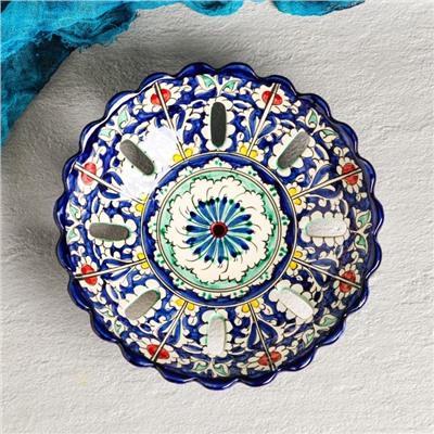 Фруктовница Риштанская Керамика "Узоры", 23 см, синяя
