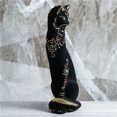 Копилка "Кошка с ожерельем" флок, чёрная