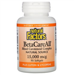 Natural Factors, BetaCareAll, 15 000 мкг, 90 мягких желатиновых капсул