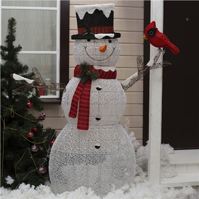 Светодиодная фигура «Снеговик» 80 × 180 × 40 см, металл, 220 В, свечение тёплое белое