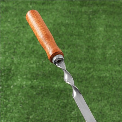 Шампур с деревянной ручкой "Премиум", 65 х 1,25 см, нержавеющая сталь 2 мм
