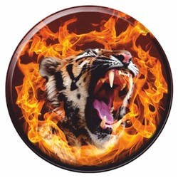 Наклейка Тигр в огне, полимер, d=50 мм