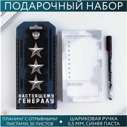 Подарочный набор «Настоящему генералу»: планинг 50 листов и ручка пластик