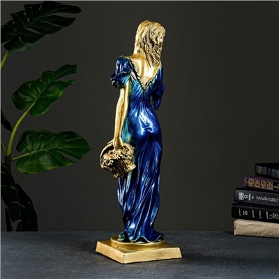 Фигура "Девушка с корзиной" бронза,/синий, 14х14х56см МИКС