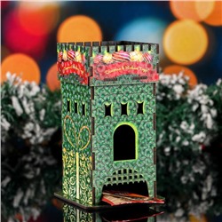 Чайный домик новогодний "Зеленая Башня", цветной, 8×18×10 см