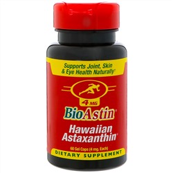Nutrex Hawaii, BioAstin, гавайский астаксантин, 4 мг, 60 желатиновых капсул