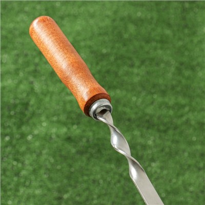 Шампур с деревянной ручкой "Премиум", 60 х 1,1 см, нержавеющая сталь 2 мм