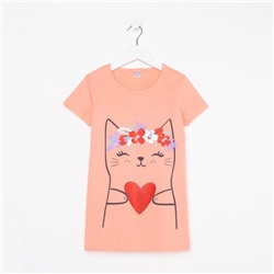 Сорочка для девочки, цвет персиковый, рост 104