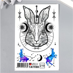 Татуировка на тело "Космический кролик" 10х15 см