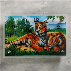 Часы настенные, серия: Животный мир, "Тигры", 20х30  см, микс
