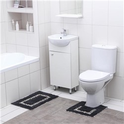 Набор ковриков для ванны и туалета Доляна «Зебра», 2 шт: 40×40, 40×60 см, 900 г/м2, 100% хлопок, цвет чёрный