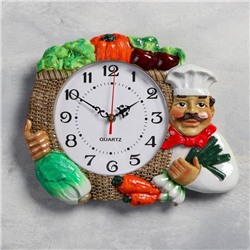 Часы настенные, серия: Кухня, "Овощи", плавный ход, d=17 см, 27 х 34 см