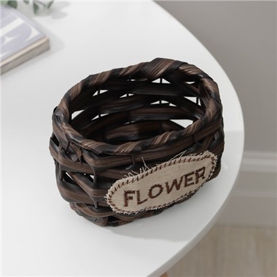 Кашпо для цветов плетёное Доляна FLOWER, 13×9,5×9 см, цвет тёмно-коричневый