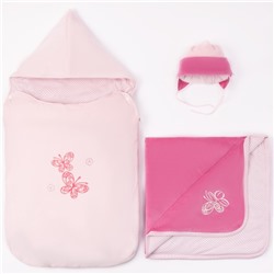 Комплект детский (конверт, плед, шапочка), рост 74 см, цвет розовый