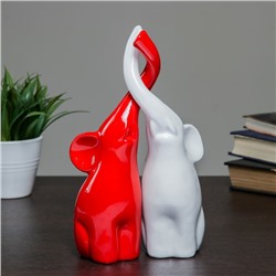 Фигура "Пара слонов" белый/красный глянец 10х18х28см