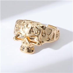 Кольцо "Настроение" череп, цвет золото, безразмерное