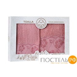 Подарочный набор из 2-х полотенец "Флора" 50х90 + 70х140 (розовый)