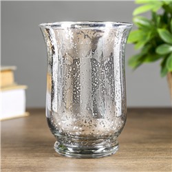 Подсвечник стекло на 1 свечу "Мерцание" серебро 14,5х10,6х10,6 см