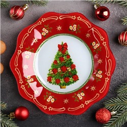 Тарелка десертная Доляна «Новогодняя ель», d=20 см