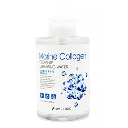 3W CLINIC Вода очищающая мицеллярная "Clean-Up CleansingWaterMarine collagen,мор коллаген, 500 мл