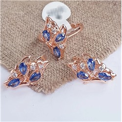 Комплект коллекция Дубай покрытие позолота цвет камней синий