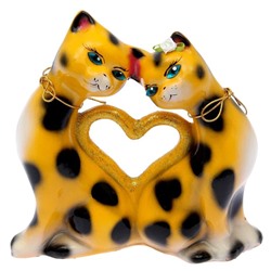 Копилка "Котики с сердцем" малая, глянец, жёлтый леопард
