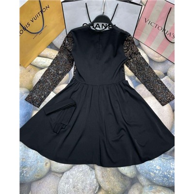 Платье гипюр низ лайт черное K115