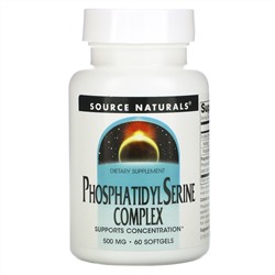 Source Naturals, Комплекс фосфатидилсерина, 500 мг, 60 мягких желатиновых капсул