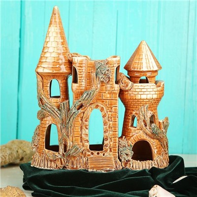 Декорации для аквариума "Замок с аркой" коричневый, микс
