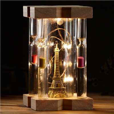 Песочные часы "Вечерний Париж", сувенирные, с подсветкой, 8 х 14 см, микс