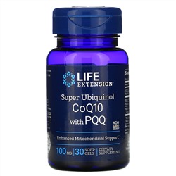 Life Extension, суперубихинол коэнзим Q10 с пирролохинолинхиноном (PQQ), 100 мг, 30 мягких таблеток