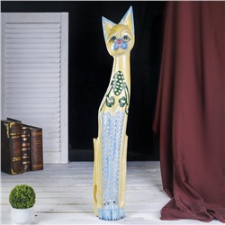 Сувенир дерево "Желтая кошка с голубыми лапками" 7х18х80 см