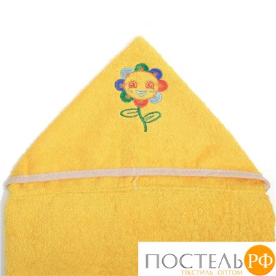 Полотенце с капюшоном, махра цв ярко-желтый, вышивка Солнышко 60х120