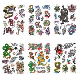 TTK003-201 Временные татуировки набор 6 листов 12х17,5см Драконы