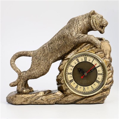Часы настольные "Каминные. Тигр в прыжке", 26 х 23 х 9 см