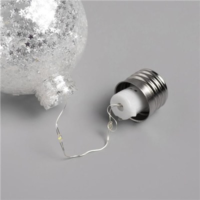Набор ёлочных шаров «Звёздочки серебрянные» 3 шт., батарейки, 5 LED, свечение белое